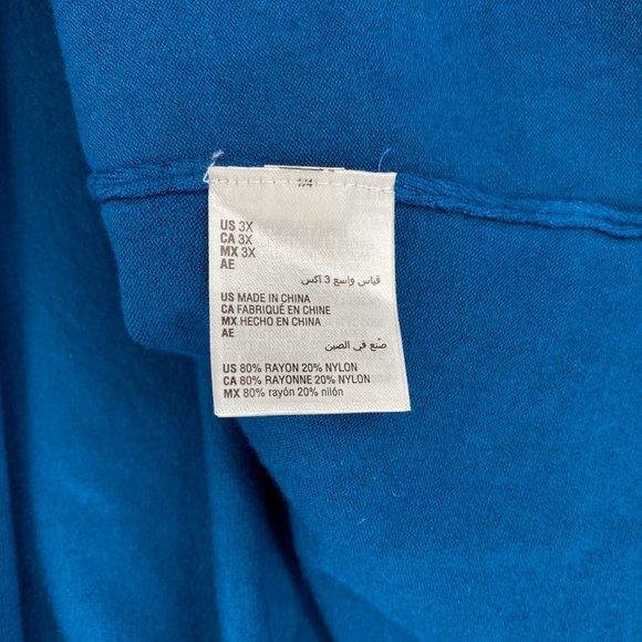 Alfani Women Plus Long Bell Sleeve Open Front Tie Cuff Cardigan Sweater Teal - Picture 6 of 6